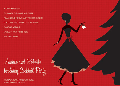 Red Christmas Lady Invitations
