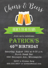 Green Banner Beer Party Invitations