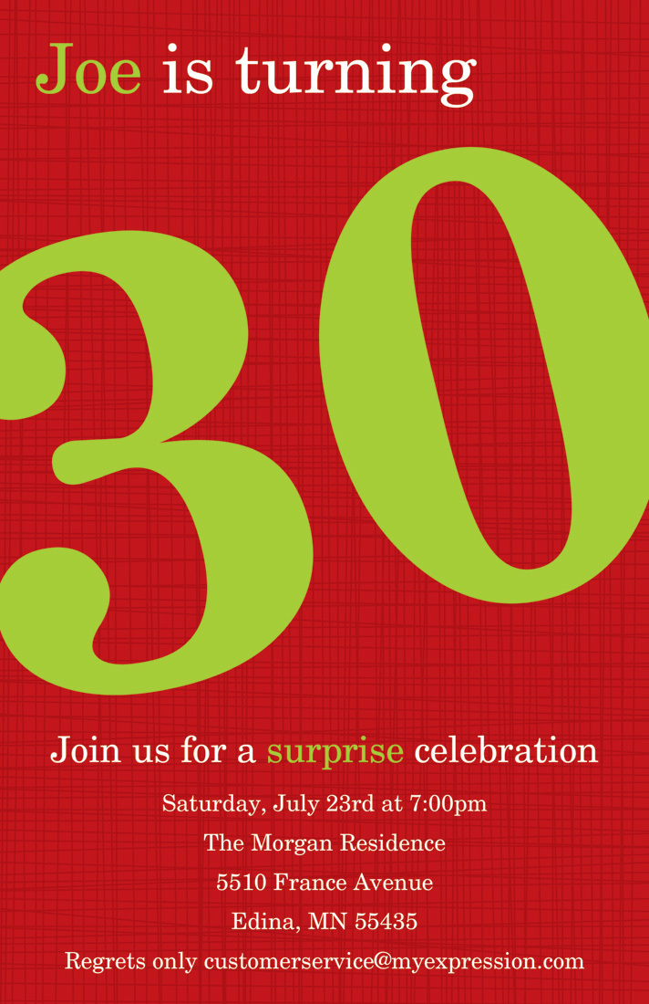 Turning 30 Elegant Red Birthday Invitations