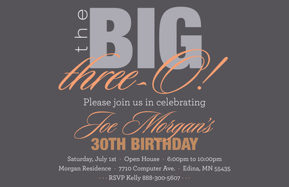 BIG Three-O Lavender Birthday Invitations