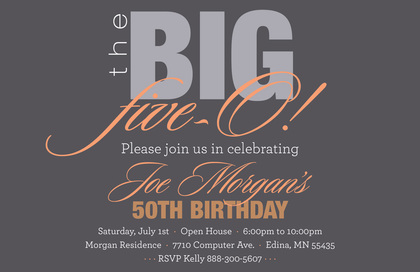 BIG Five-O Formal Sage Birthday Invitations