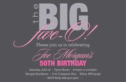 BIG Five-O Formal Sage Birthday Invitations