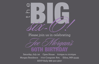 BIG Six-O Stylish Pink Birthday Invitations