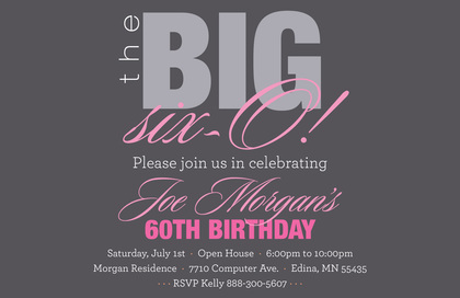 BIG Six-O Fascinating Sage Birthday Invitations