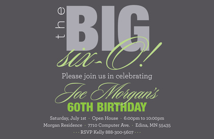 BIG Six-O Modern Orange Birthday Invitations