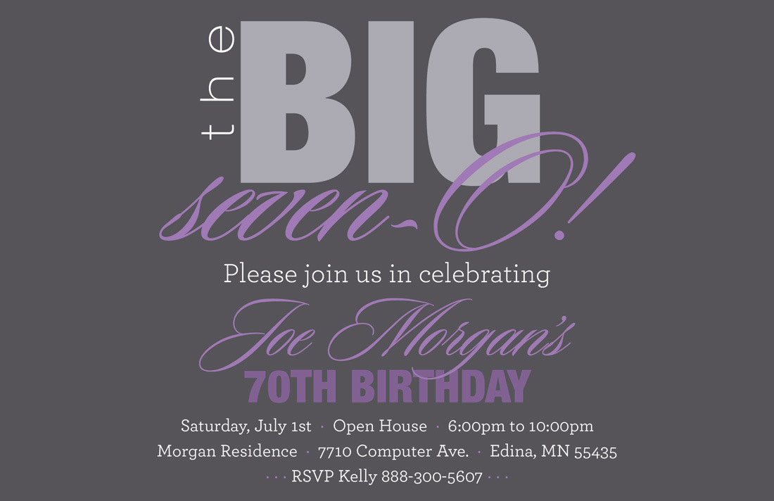 BIG Seven-O Lavender Birthday Invitations