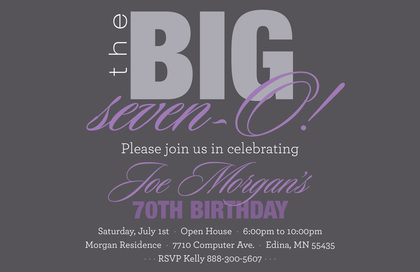 BIG Seven-O Pink Birthday Invitations
