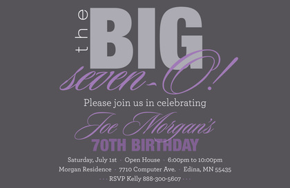 BIG Seven-O Blue Birthday Invitations