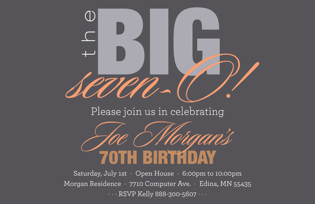 BIG Seven-O Sleek Orange Birthday Invitations