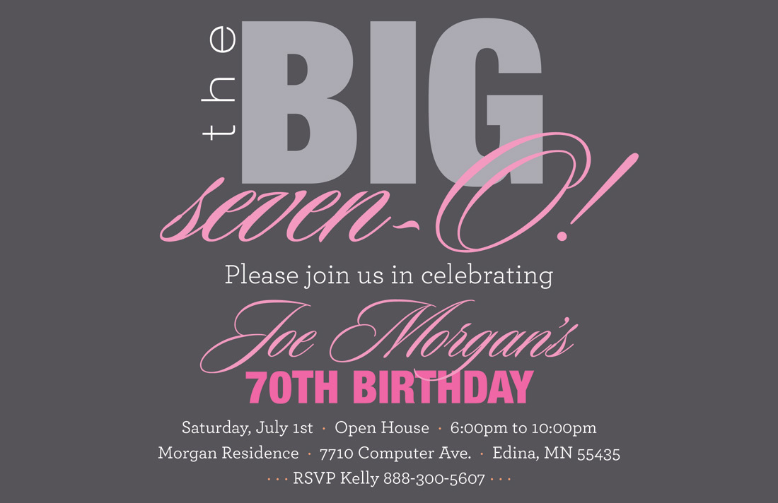 BIG Seven-O Pink Birthday Invitations