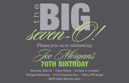 BIG Seven-O Blue Birthday Invitations