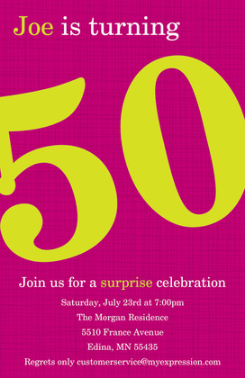 Turning 50 Modern Purple Birthday Invitations