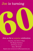 Turning 60 Modern Magenta Birthday Invitations