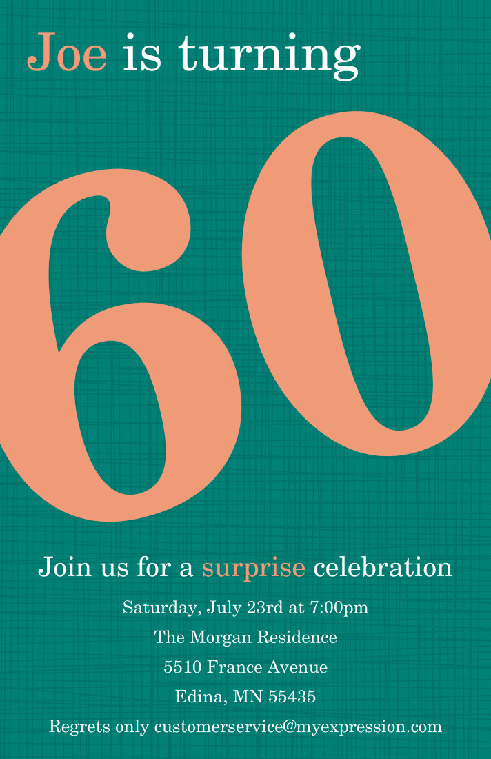 Turning 60 Perfect Teal Birthday Invitations