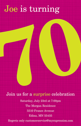 Turning 70 Red Celebration Birthday Invitations