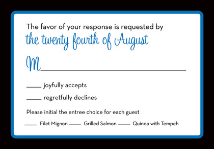 Blue Panel Black Border Business Invitations