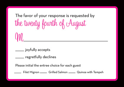 Black Border Hot Pink Background Invitations