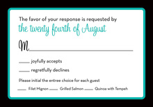 Trendy Teal Black Border RSVP Cards