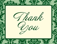 Trendy Green Damask Border Thank You Cards