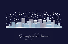 Highrise City Covered In Snow Folded Greeting Cards
