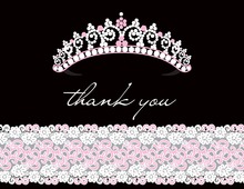 Pink Tiara Chevron Border Thank You Cards