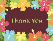 Multicolored Hibiscus Border Thank You Cards