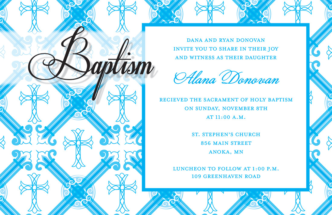 Modern Baptism Ornamental Invitations