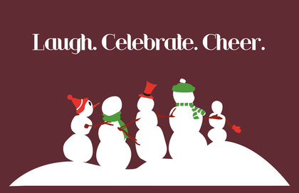 Snowmen Celebrating Holiday Folded Greeting Cards