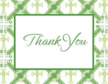 Green Crosshatch Plaid Thank You Cards
