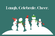 Snowmen Celebrating Holiday Folded Greeting Cards