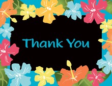 Modern Hibiscus Summer Blue Thank You Cards
