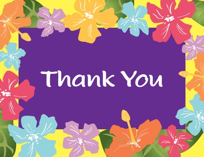 Multicolored Hibiscus Border Thank You Cards