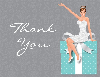 Glamour Brunette Bride Pink Thank You Cards