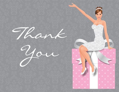 Glamour Brunette Bride Teal Thank You Cards