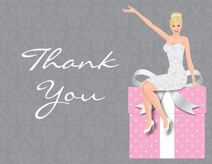 Splendid Blonde Bride Teal Thank You Cards