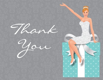 Modern Redhair Bride Pink Thank You Cards