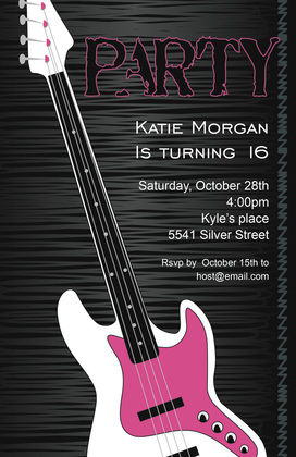 Blue Electric Rock Guitar Invitations