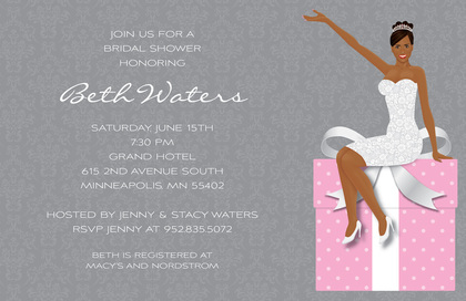 African American Bride Teal Bridal Shower Invites