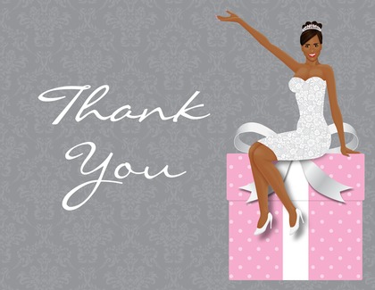 African American Classy Bride Teal Thank You Cards