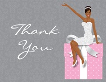 African American Classy Bride Pink Thank You Cards