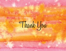 Orange Damask Flanks Thank You Cards