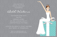 Modern Cartoonish Bride Teal Bridal Invitations