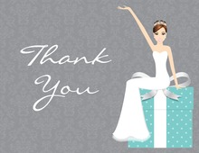 Glamour Brunette Bride Teal Thank You Cards