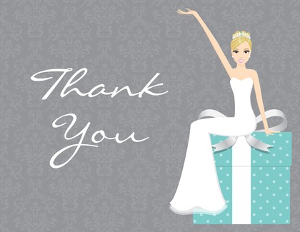 Cute Elegant Blonde Bride Pink Thank You Cards