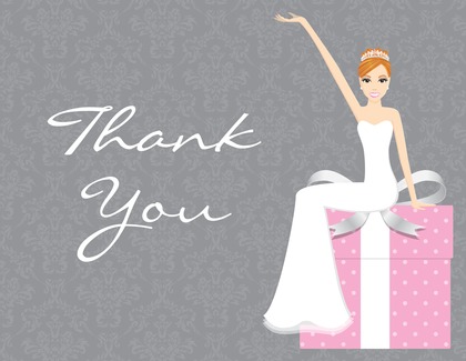 Red Hair Splendid Bride Teal Thank You Cards