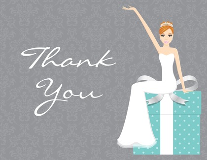 Red Hair Splendid Bride Pink Thank You Cards