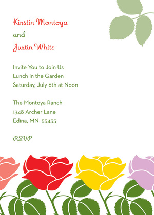 Contrasting Red Retro Rose Invitations