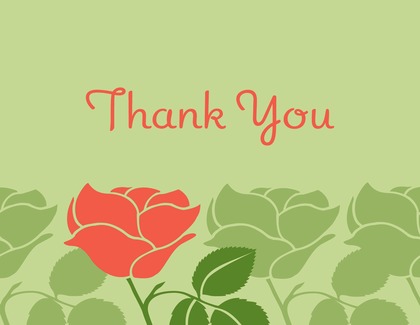 Inspired Retro Roses In Deep Red Thank You Cards