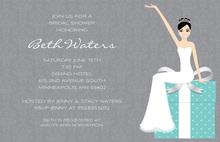 Beautiful Slim Bride On Teal Gift Bridal Invitations