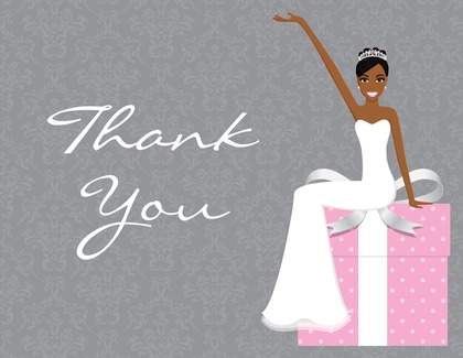 Slim African American Bride Pink Gift Bridal Invites